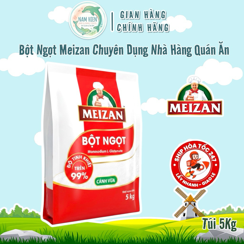 Bột Ngọt Meizan Cánh Vừa - Gói 5kg Tinh Khiết 99+% - Gia Vị Tăng Vị Thanh Ngọt Tự Nhiên Cho Mọi Món Ăn