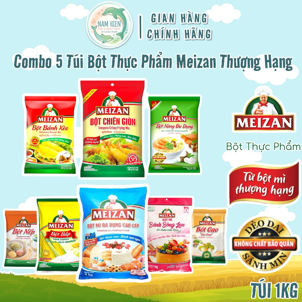 Combo 5 Gói Bột Meizan Các Loại - Gói 1Kg