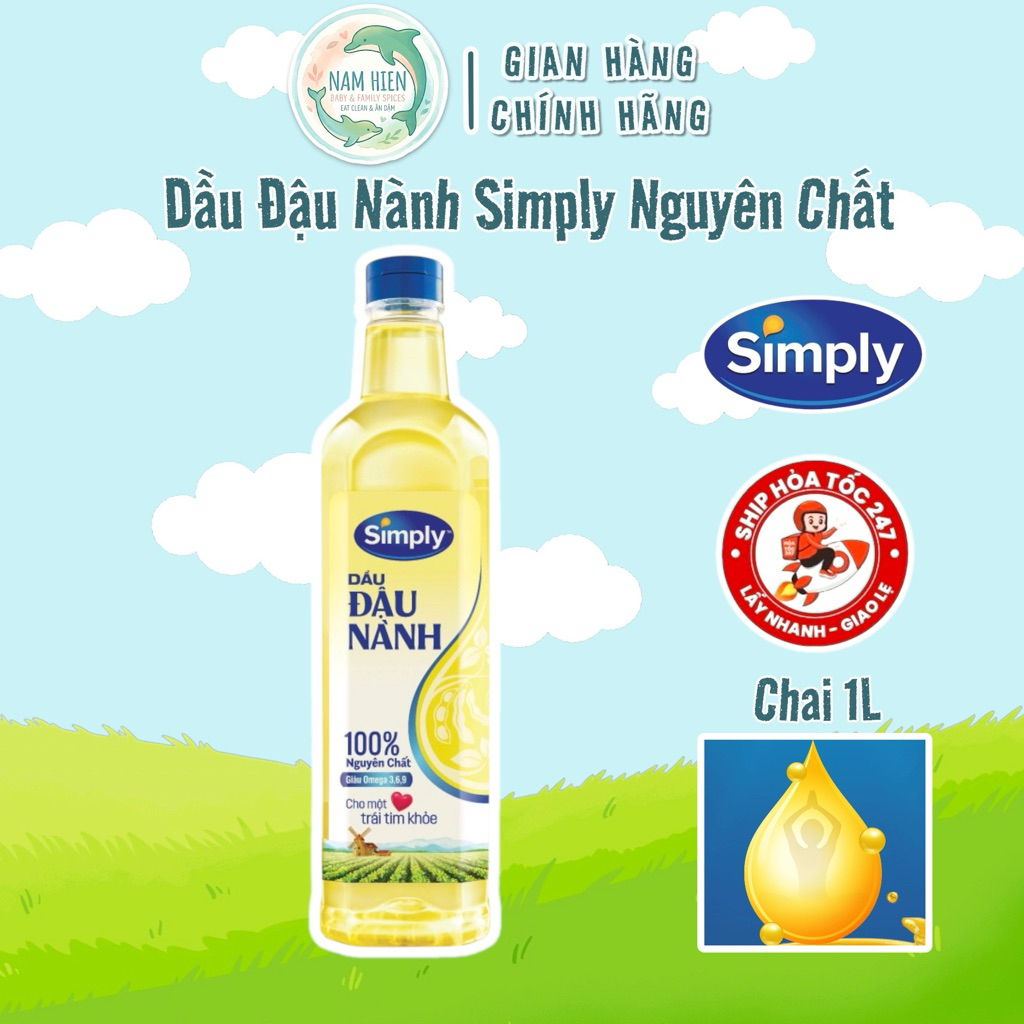 Dầu Đậu Nành Simply Nguyên Chất - Chai 1L