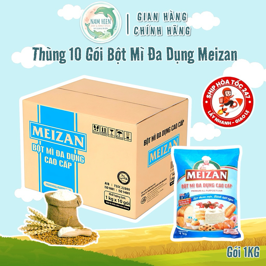 Sỉ Thùng 10 Gói Bột Mì Đa Dụng Meizan Cao Cấp - Gói 1Kg