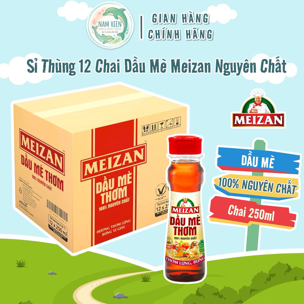 Sỉ Thùng 12 Chai Dầu Mè Nguyên Chất Cao Cấp Meizan - Chai 250ml