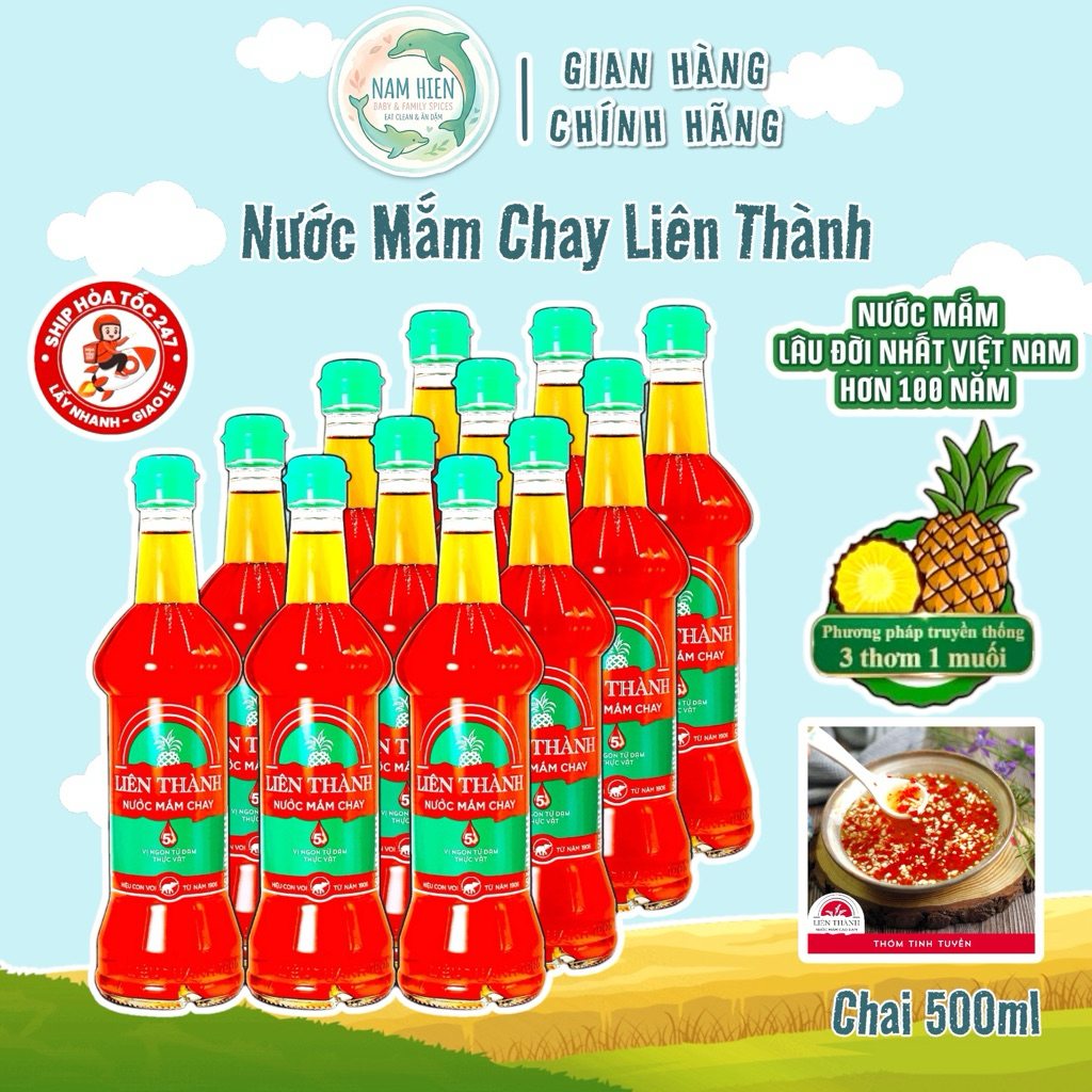 Sỉ Thùng 12 Chai Nước Mắm Chay Liên Thành - Chai 500ml