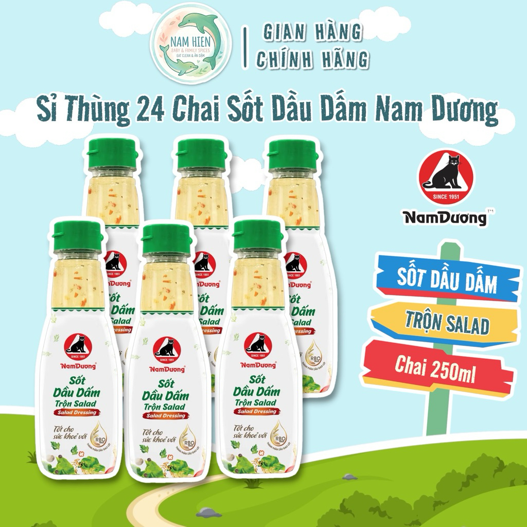 Sỉ Thùng 24 Chai Sốt Dầu Giấm Nam Dương Trộn Salad Dầu Dấm - Chai 250ml