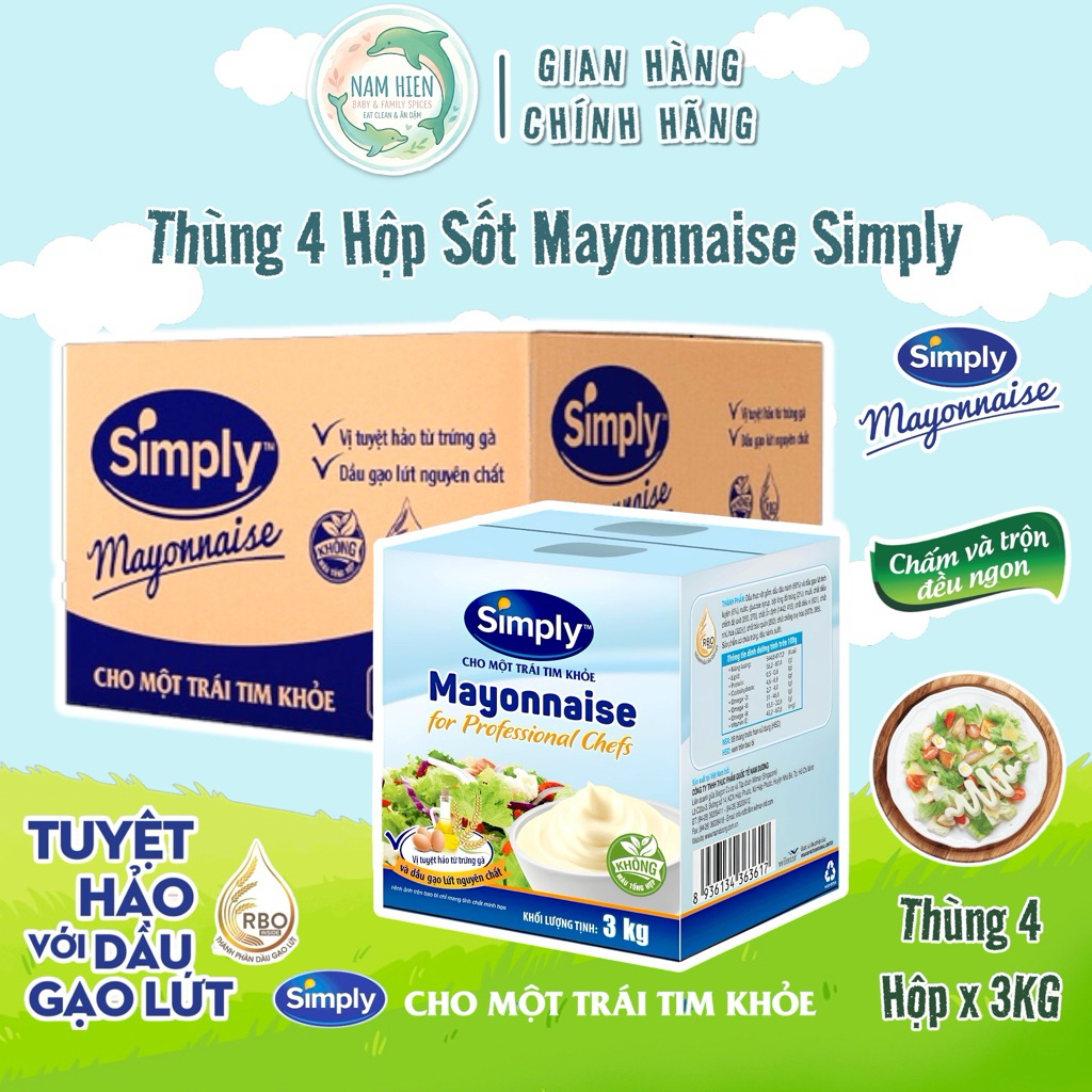 Sỉ Thùng 4 Hộp Sốt Mayonnaise Simply - Hộp 3kg - Vị Nguyên Bản